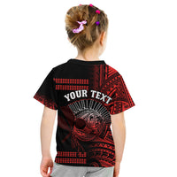 Custom Hawaii T Shirt Kakau Warrior Helmet Gradient Red Polynesian LT14 - Polynesian Pride