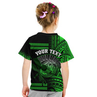 Custom Hawaii T Shirt Kakau Warrior Helmet Gradient Green Polynesian LT14 - Polynesian Pride