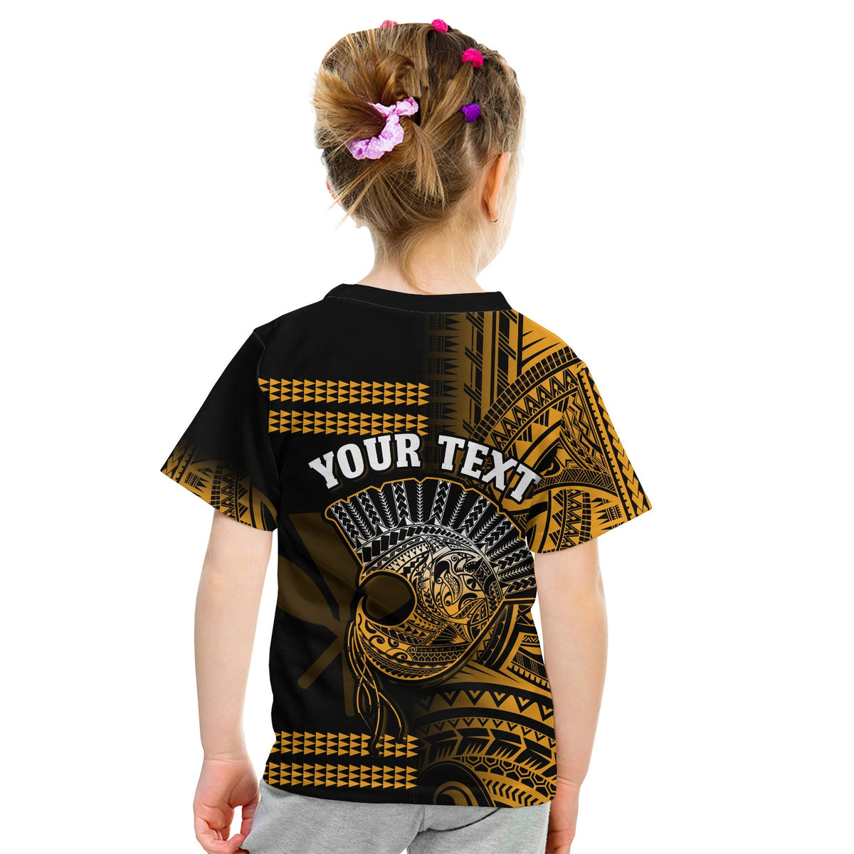 Custom Hawaii T Shirt Kakau Warrior Helmet Gradient Gold Polynesian LT14 - Polynesian Pride