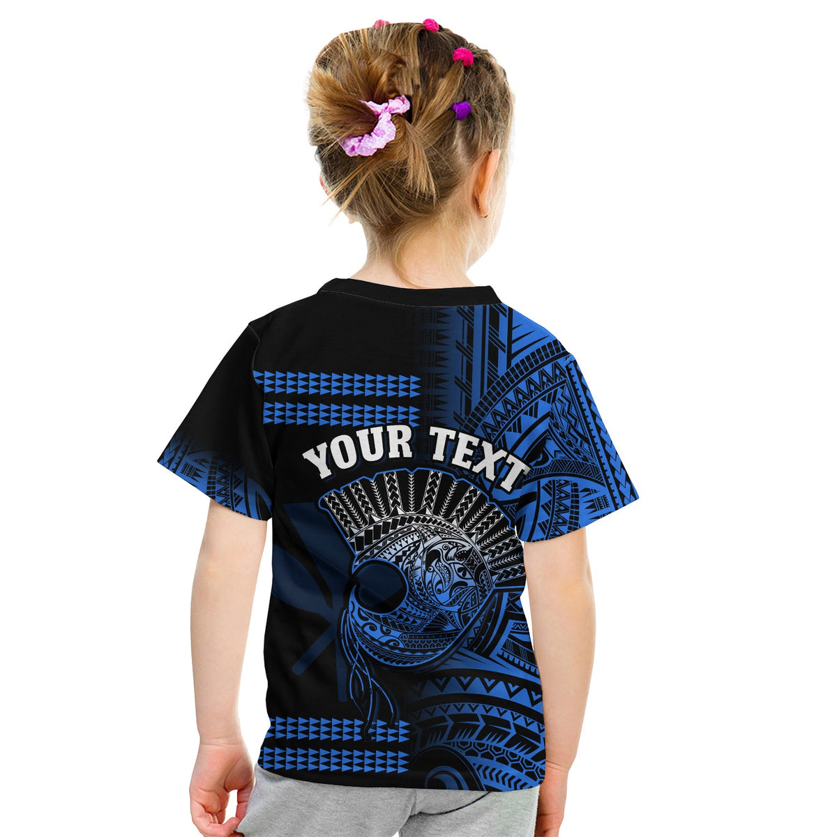 Custom Hawaii T Shirt Kakau Warrior Helmet Gradient Blue Polynesian LT14 - Polynesian Pride