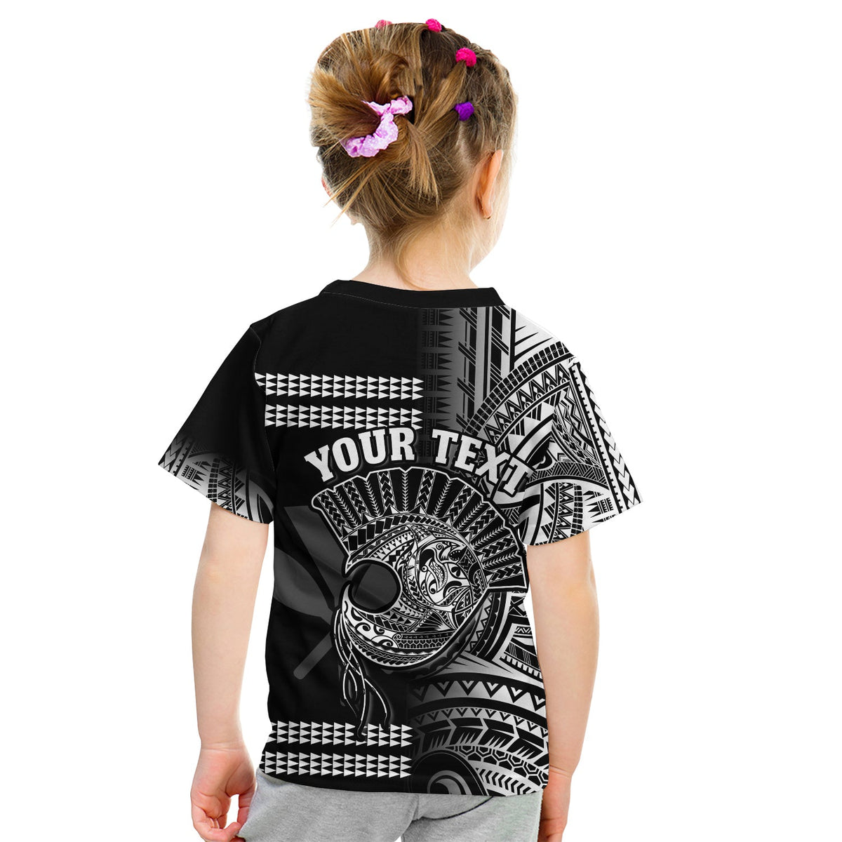 Custom Hawaii T Shirt Kakau Warrior Helmet Gradient White Polynesian LT14 - Polynesian Pride