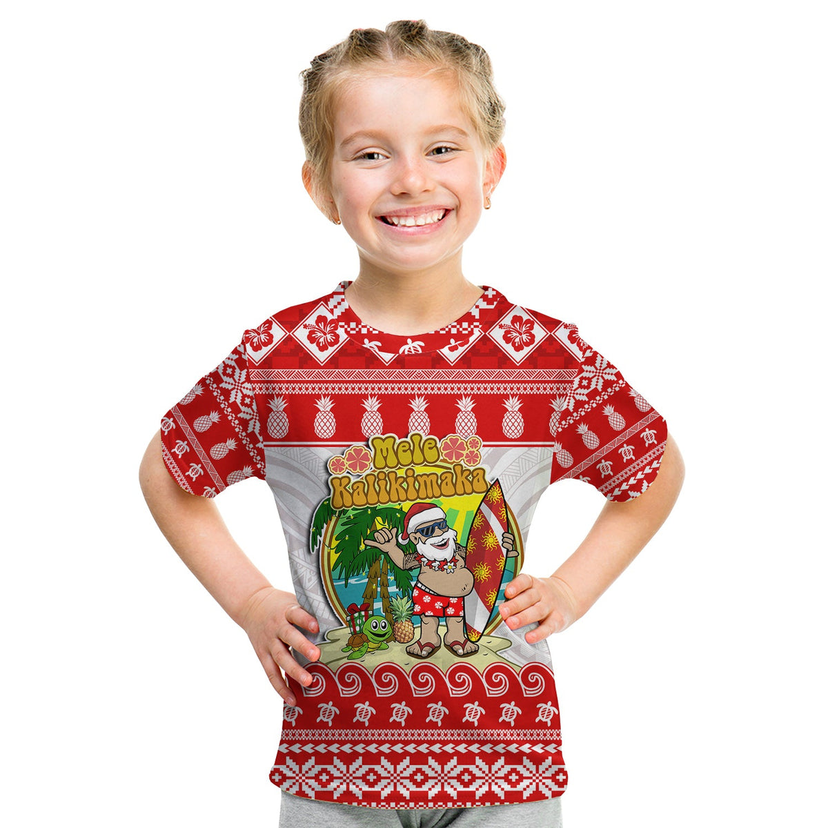 Hawaii Christmas T Shirt Kanaka Polynesian Santa Claus Mele Kalikimaka LT14 - Polynesian Pride