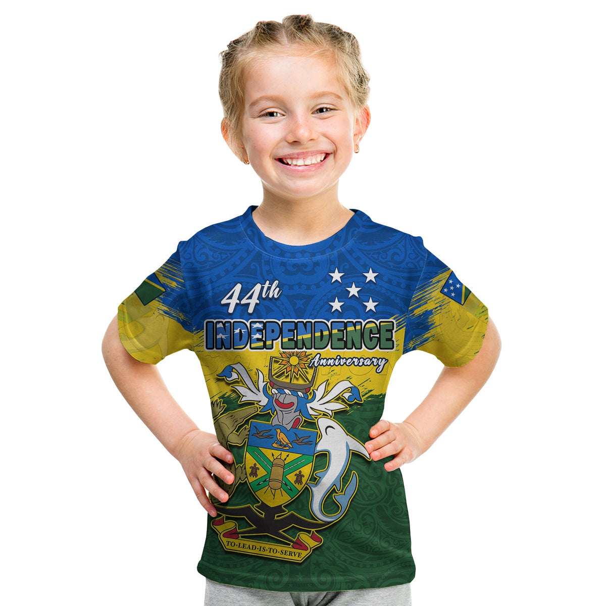 Custom Solomon Islands T Shirt Happy 44th Independence Anniversary Polynesian Pattern LT14 - Polynesian Pride
