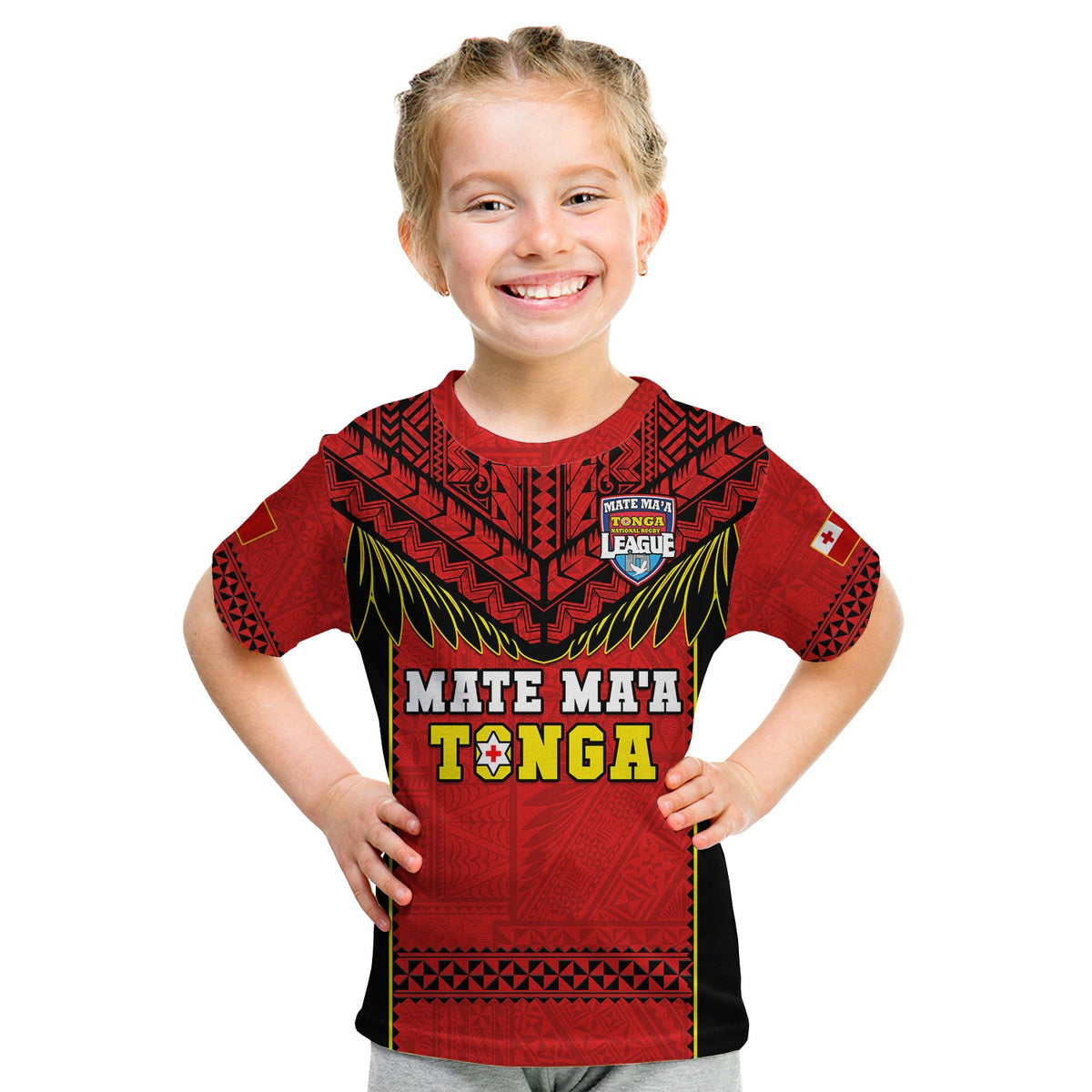 Tonga Rugby T Shirt KID Mate Maa Tonga Pacific Ngatu Black LT14 Youth XL Size14 - Polynesian Pride