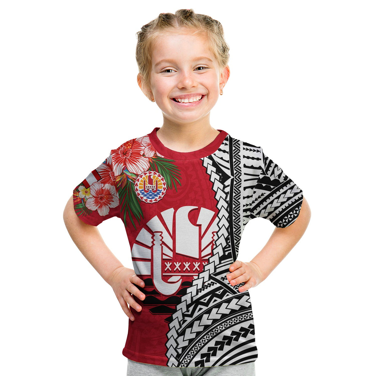 Custom Tahiti Islands T Shirt Polynesian Shark Mix Tropical Flowers LT14 - Polynesian Pride