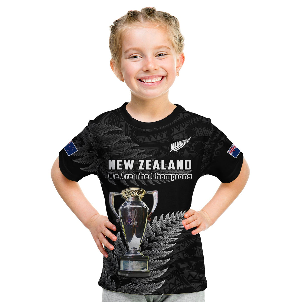 New Zealand 2022 Rugby T Shirt KID Black Fern Proud Champions RWC LT14 Youth XL Size14 - Polynesian Pride