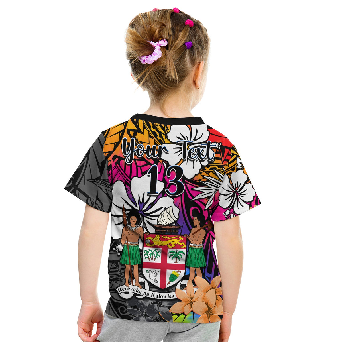 (Custom Text and Number) Fiji Tie Dye T Shirt Polynesian Tribal Creative Tropical Flowers LT13 - Polynesian Pride