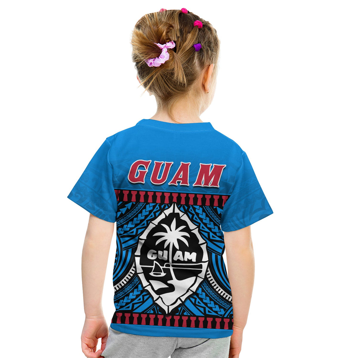 Guam Chamorro T Shirt KID Latte Stone Blue Polynesian Haligi LT13 - Polynesian Pride