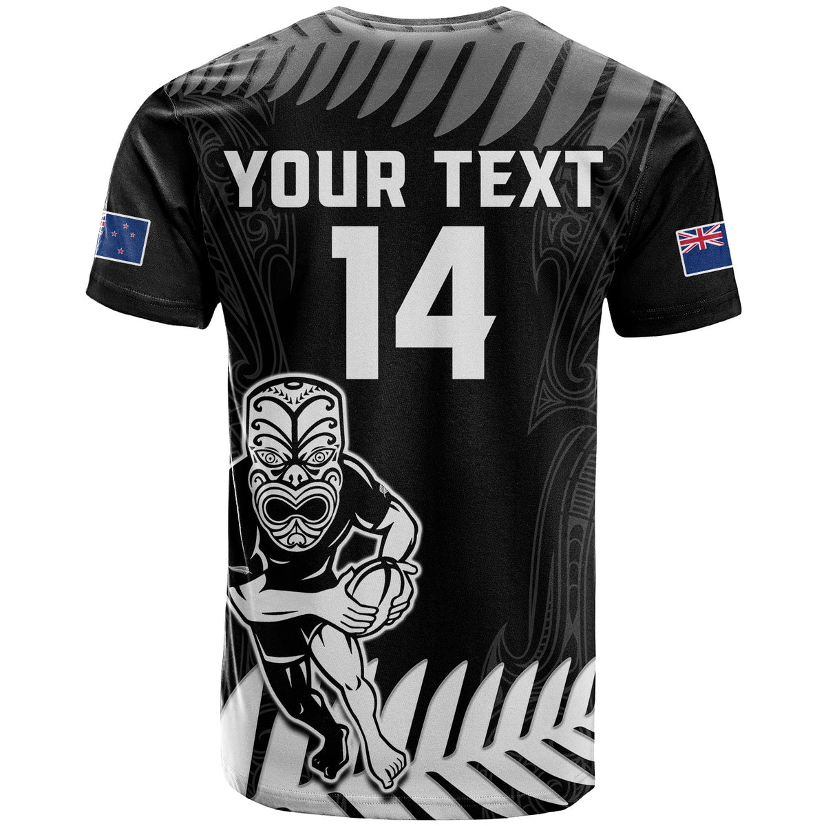 (Custom Text and Number) New Zealand Silver Fern Rugby T Shirt NZ Kiwi Pacific Maori Sporty LT14 - Polynesian Pride