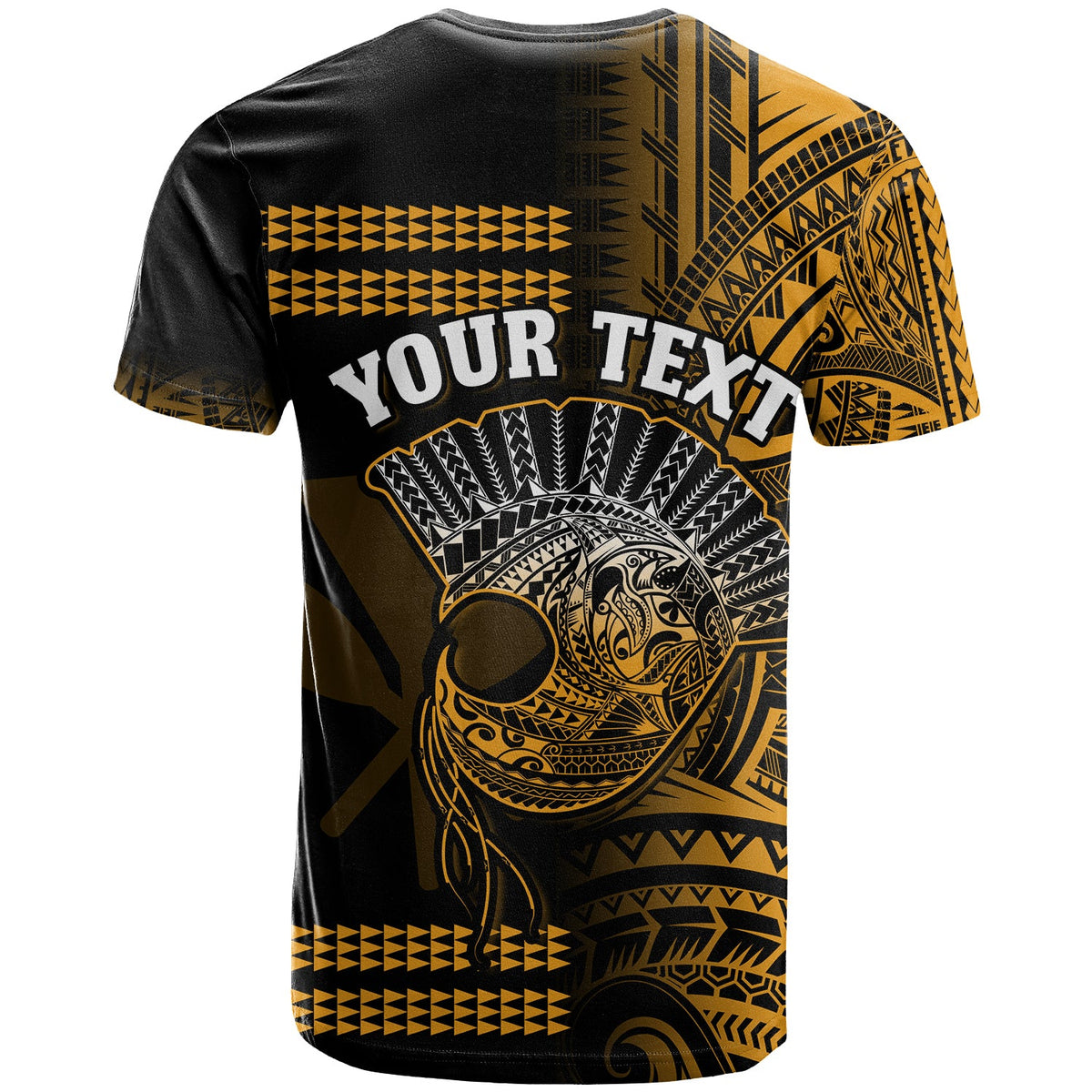 Custom Hawaii T Shirt Kakau Warrior Helmet Gradient Gold Polynesian LT14 - Polynesian Pride