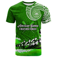 Custom American Samoa T Shirt Fautasi Race Samoan Pattern Ver.02 LT14 Green - Polynesian Pride