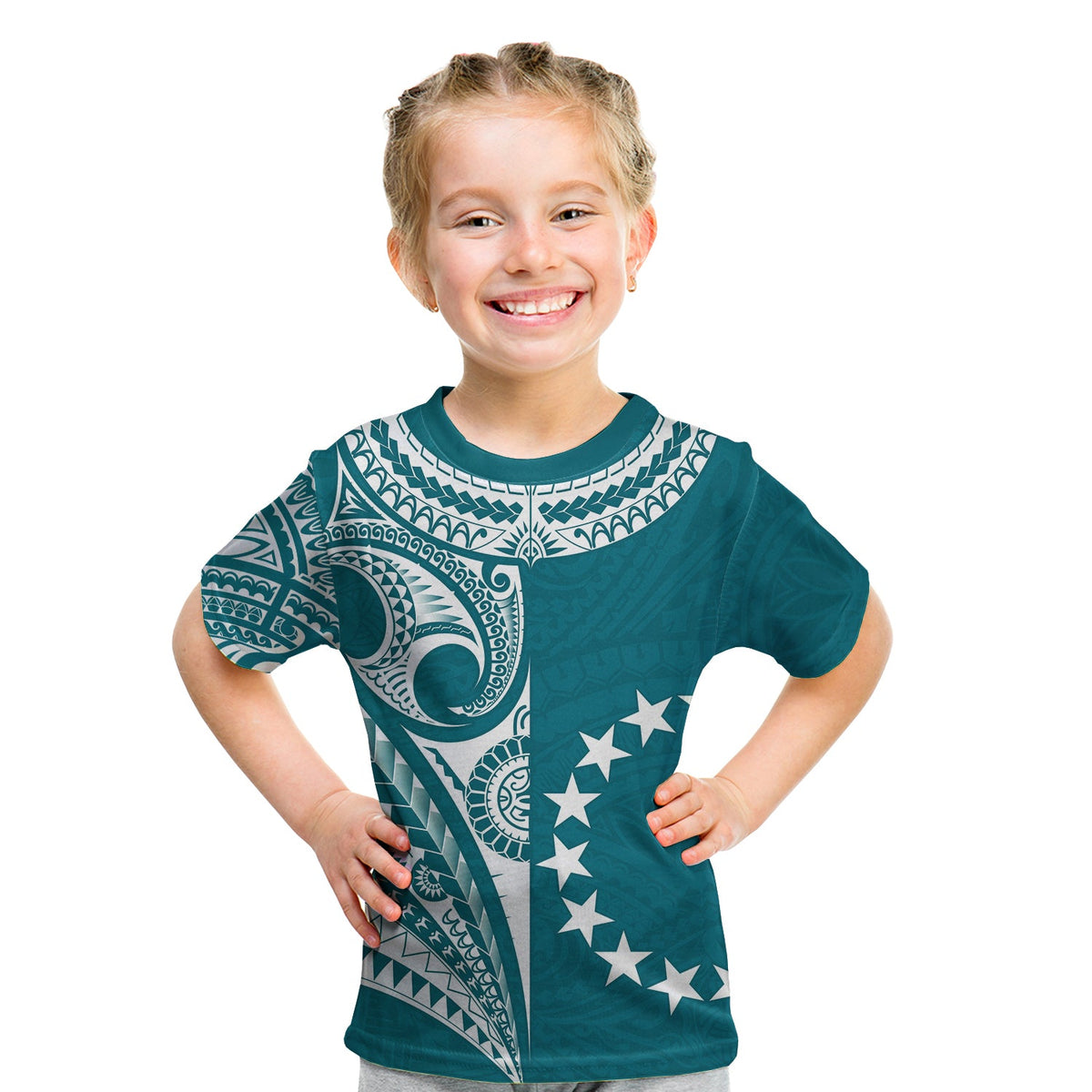 Cook Islands Tatau T Shirt KID Symbolize Passion Stars Version Blue LT13 Youth XL Size14 - Polynesian Pride
