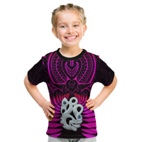 Aotearoa Fern T Shirt KID New Zealand Hei Tiki Purple Style LT13 Youth XL Size14 - Polynesian Pride
