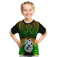 (Custom Text and Number) Aotearoa Fern T Shirt KID New Zealand Hei Tiki Special Style LT13 Youth XL Size14 - Polynesian Pride