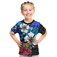 Fiji Tie Dye T Shirt Polynesian Blue Tribal Creative Tropical Flowers LT13 - Polynesian Pride