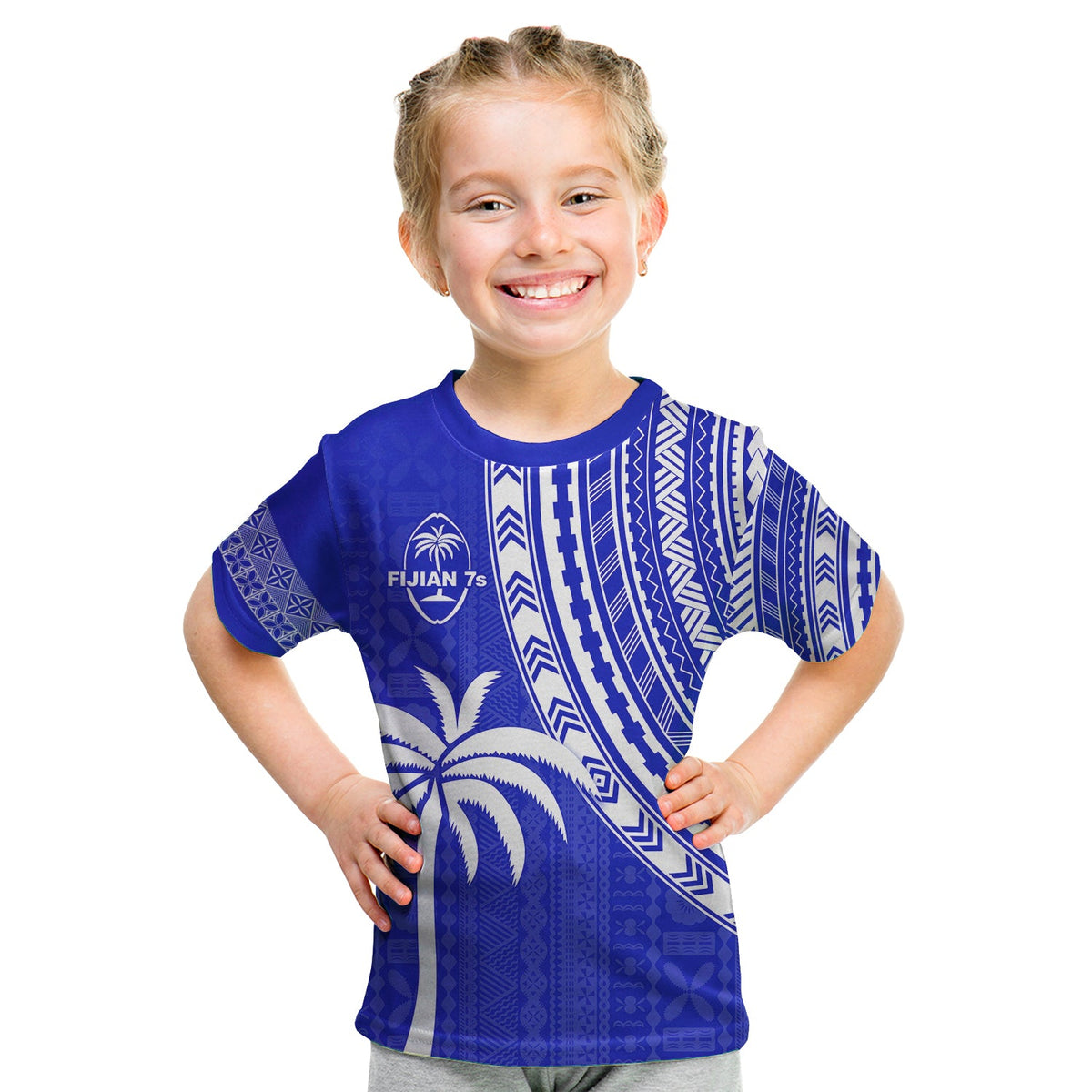 Fiji Rugby Sevens T Shirt Fijian 7s Tapa Polynesian Blue Ver.02 LT13 - Polynesian Pride