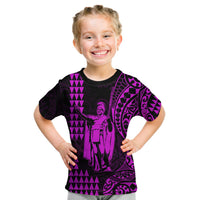 Hawaii Day Kakau T Shirt KID Proud To Be Hawaiian Purple King Kamehameha and Kanaka Maoli LT13 Youth XL Size14 - Polynesian Pride
