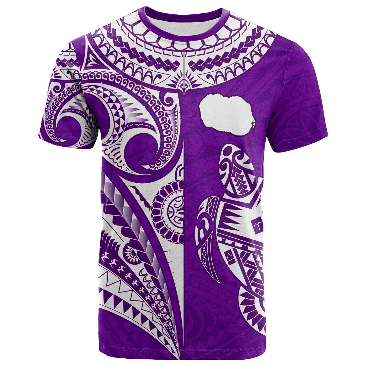 (Custom Text and Number) Rarotonga Cook Islands T Shirt Turtle and Map Style Purple LT13 - Polynesian Pride