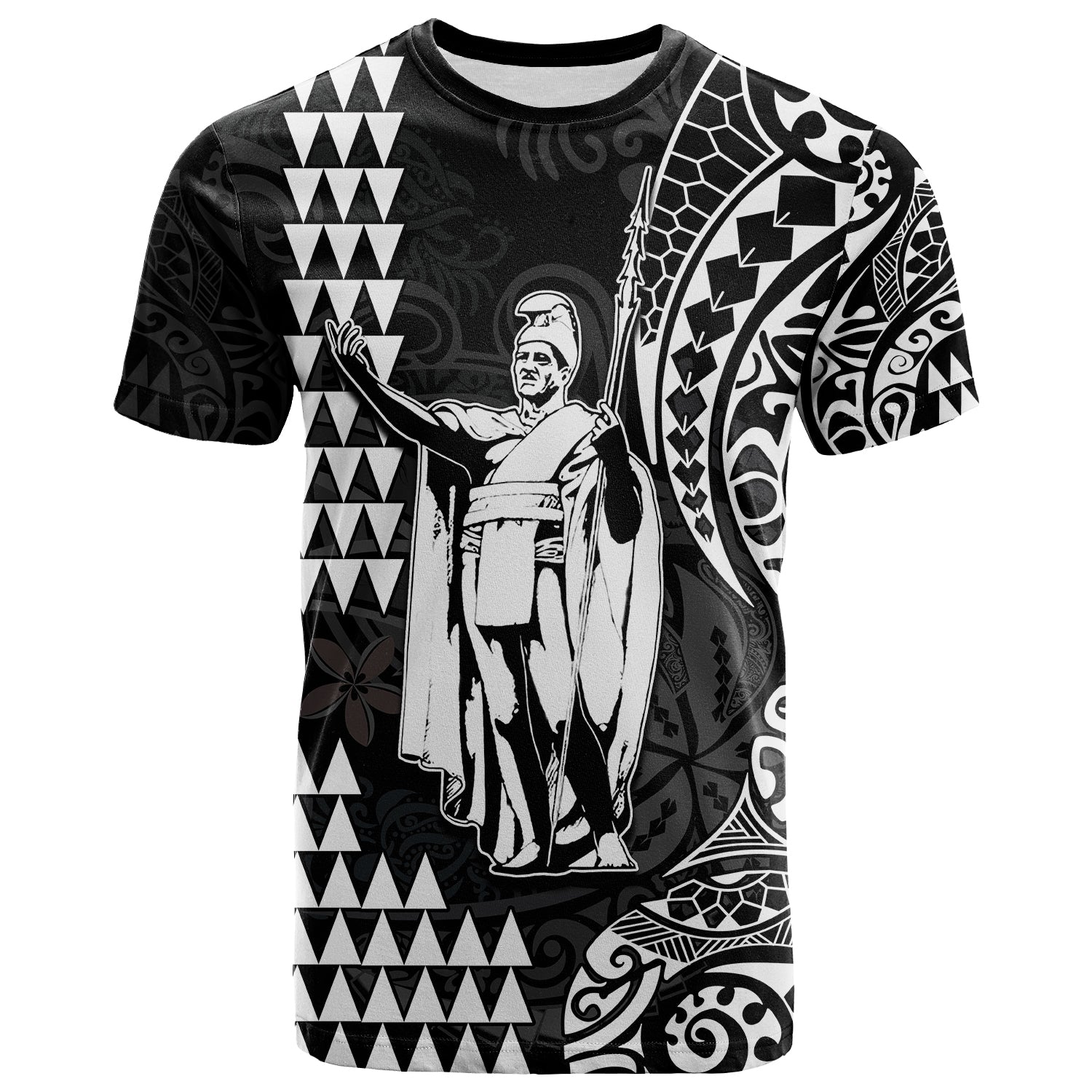 Hawaii Day Kakau T Shirt Proud To Be Hawaiian Black King Kamehameha and Kanaka Maoli LT13 Black - Polynesian Pride