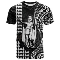 Hawaii Day Kakau T Shirt Proud To Be Hawaiian Black King Kamehameha and Kanaka Maoli LT13 Black - Polynesian Pride