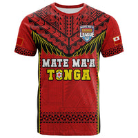 Tonga Rugby T Shirt Mate Maa Tonga Pacific Ngatu Black LT14 Red - Polynesian Pride