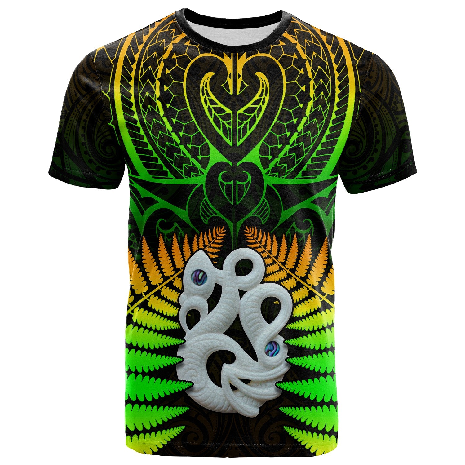 Aotearoa Fern T Shirt New Zealand Hei Tiki Special Style LT13 Green - Polynesian Pride
