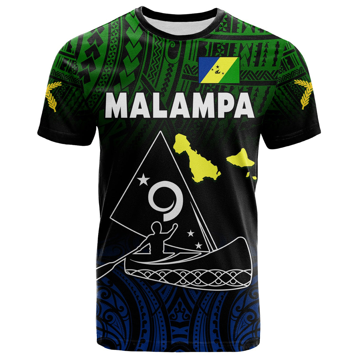Custom Malampa Province T Shirt Native Canoe Mix Vanuatu Pig Tusk Black Version LT14 - Polynesian Pride