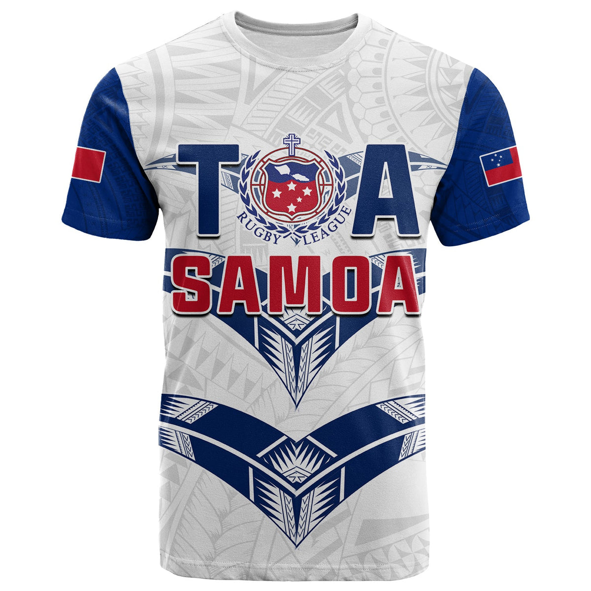 (Custom Text and Number) Toa Samoa Rugby T Shirt Siamupini Proud White LT13 - Polynesian Pride