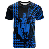 (Custom Text and Number) Hawaii Day Kakau T Shirt Proud To Be Hawaiian Blue King Kamehameha and Kanaka Maoli LT13 - Polynesian Pride