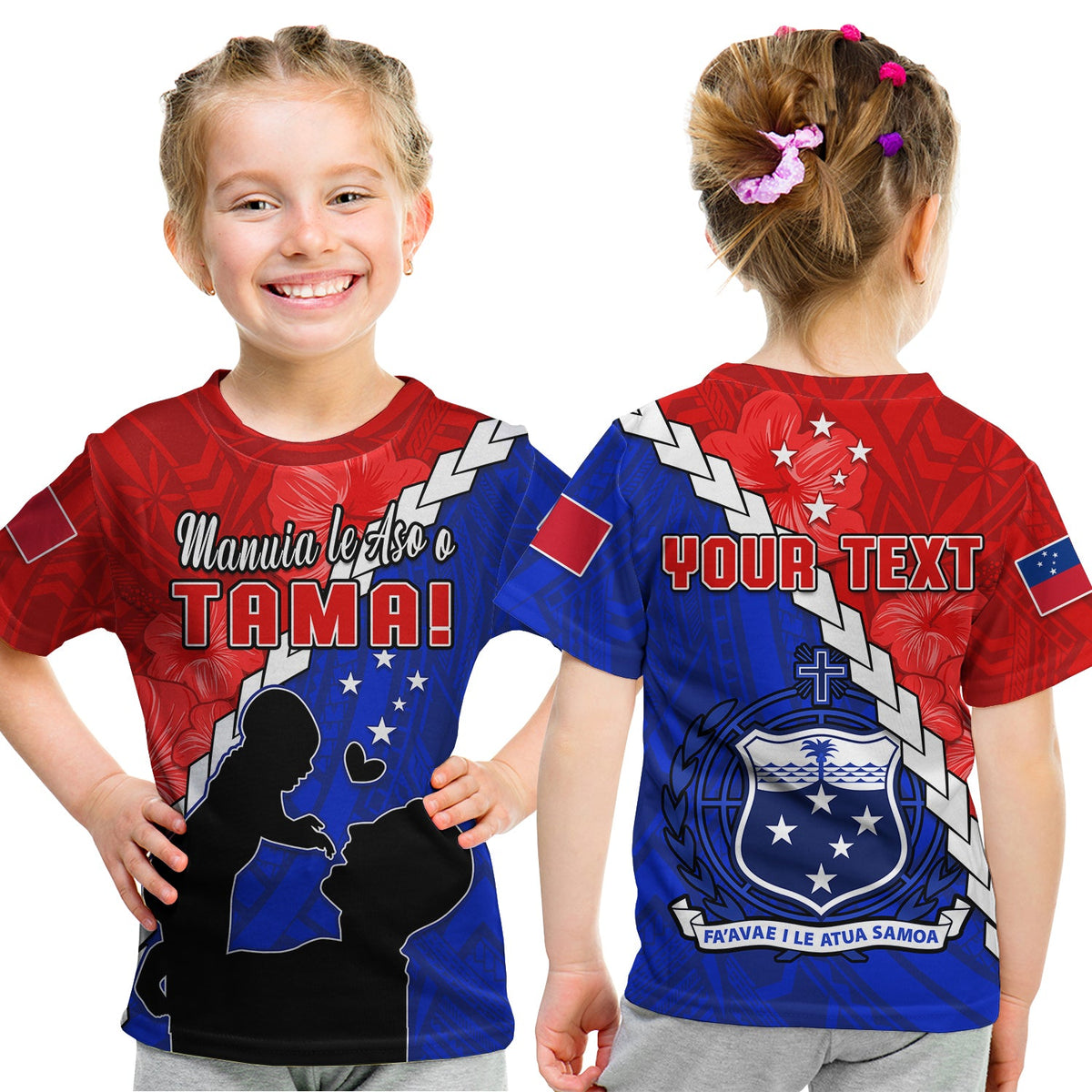 (Custom Personalised) Happy Samoan Fathers Day T Shirt KID Hibiscus Mix Polynesian Pattern LT14 Youth XL Size14 - Polynesian Pride