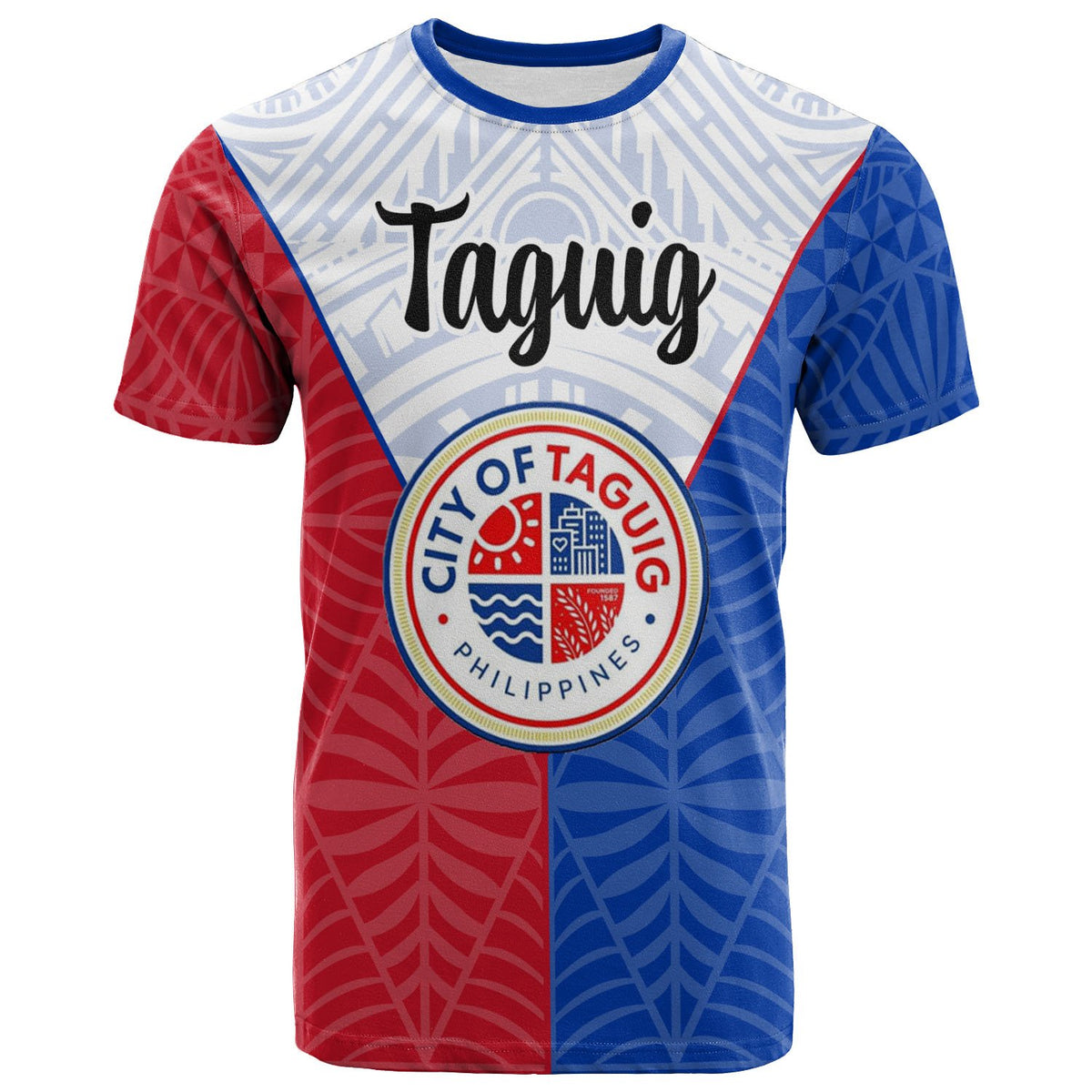 Pilipinas T Shirt Taguig Seal of Pilipinas Style Unisex Blue - Red - Polynesian Pride