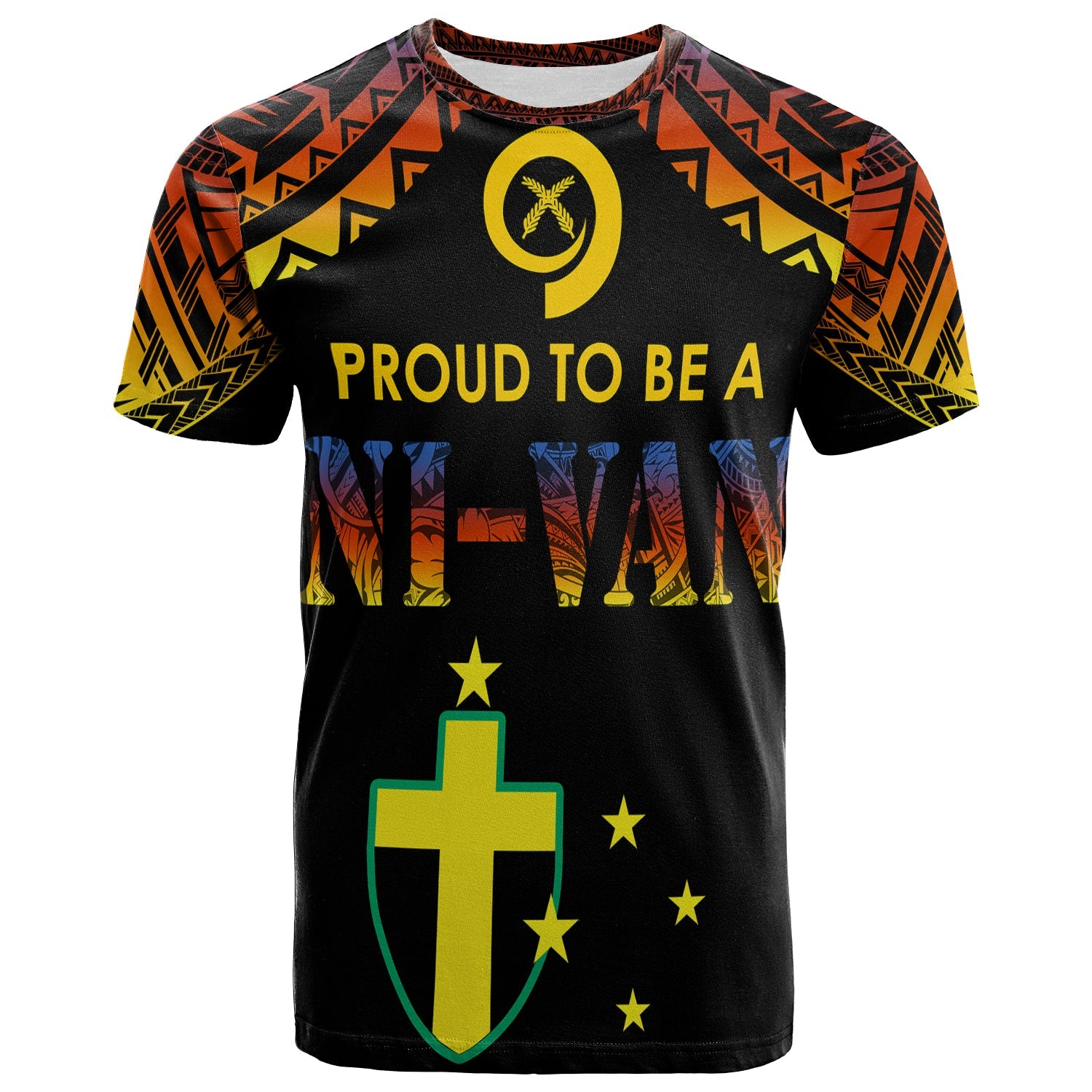 Vanuatu T Shirt Proud To Be A Ni Van Polynesian Patterns Tafea Province LT7 Black - Polynesian Pride