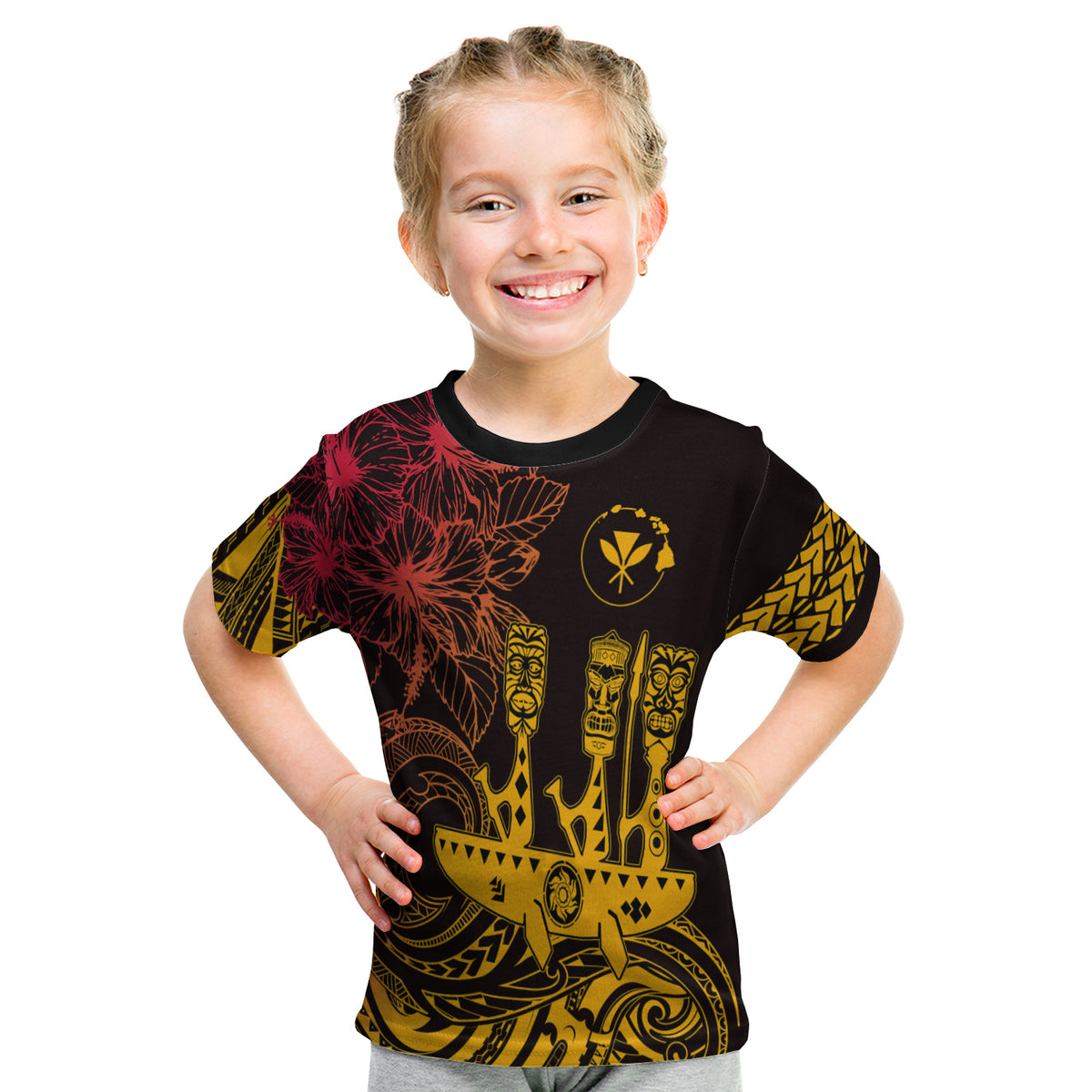 Hawaii Outrigger Canoe Paddling Kid T Shirt Tribal Tiki LT7 - Polynesian Pride