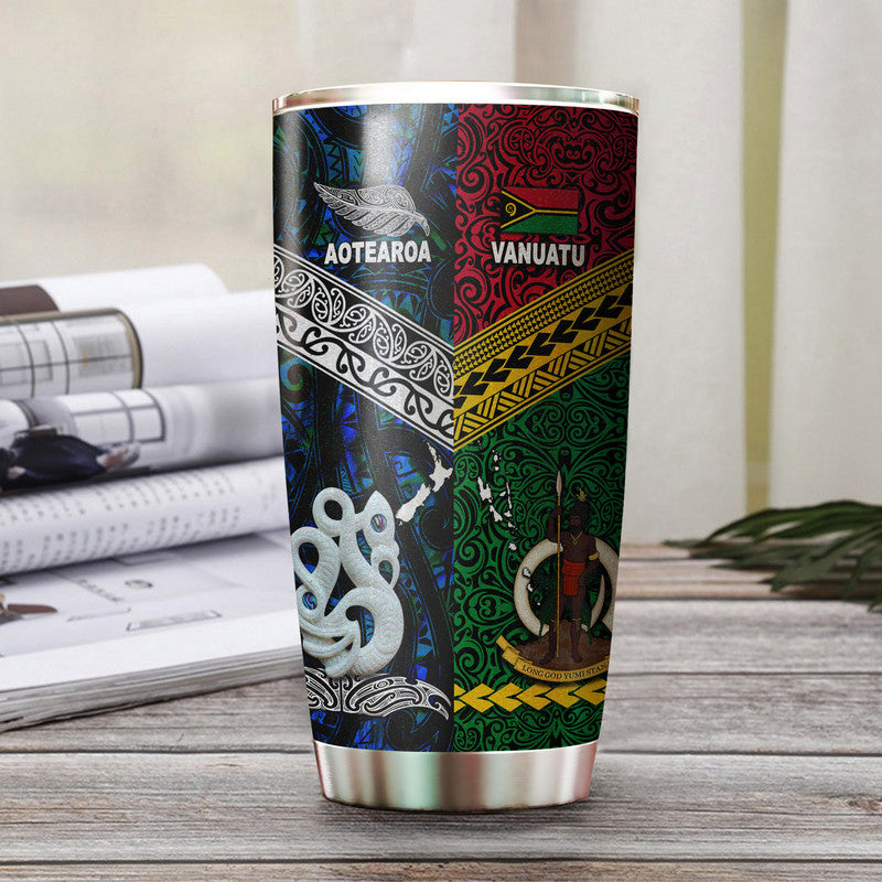 New Zealand And Vanuatu Tumbler Together - Blue LT8 Blue - Polynesian Pride