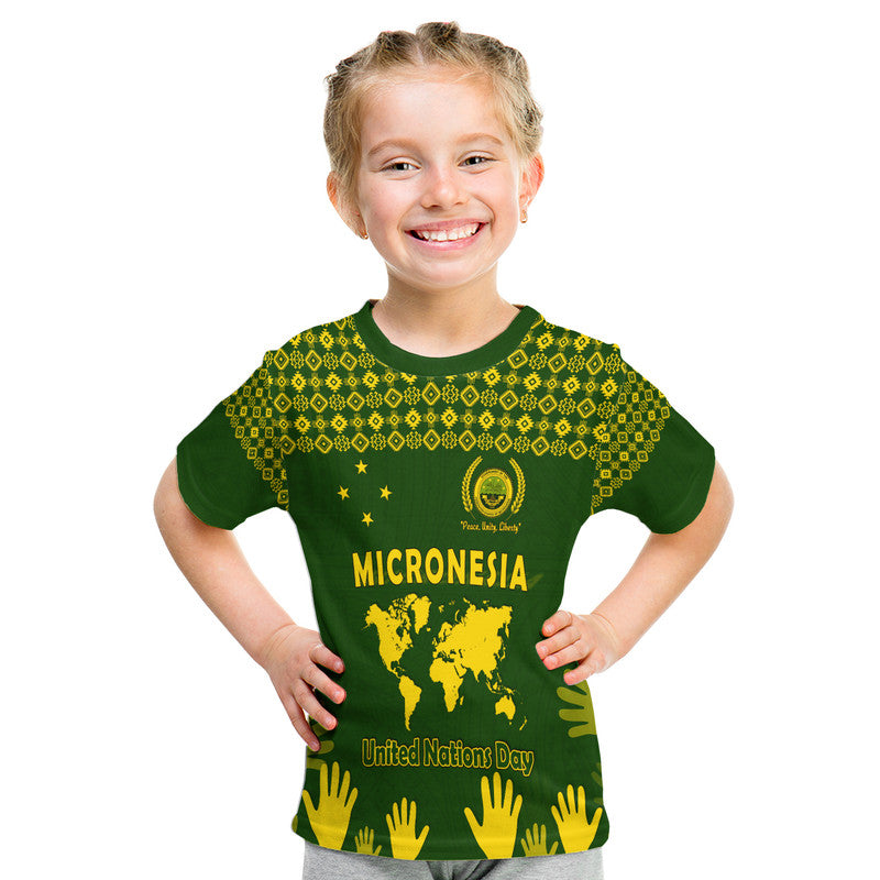 Federated States of Micronesia United Nations Day T Shirt Green Simple World Map Version LT9 Kid Green - Polynesian Pride