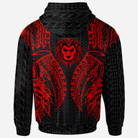 Wallisnd Futuna Hoodie Polynesian Lion Head Red Style - Polynesian Pride