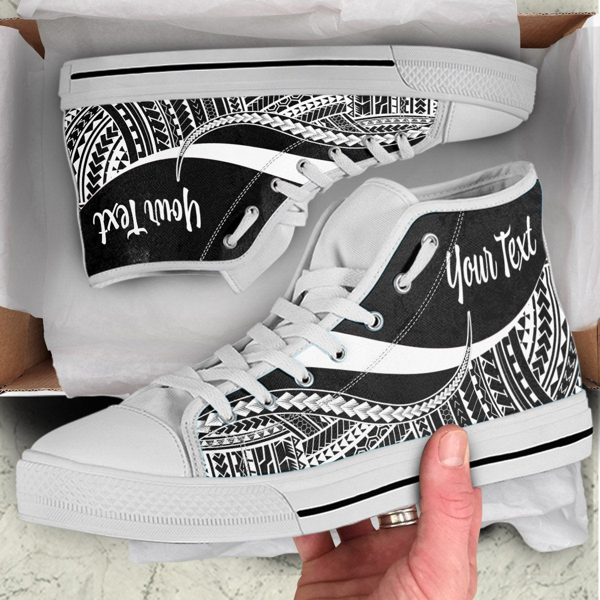 Hawaii Custom Personalised High Top Shoes White - Polynesian Tentacle Tribal Pattern White - Polynesian Pride