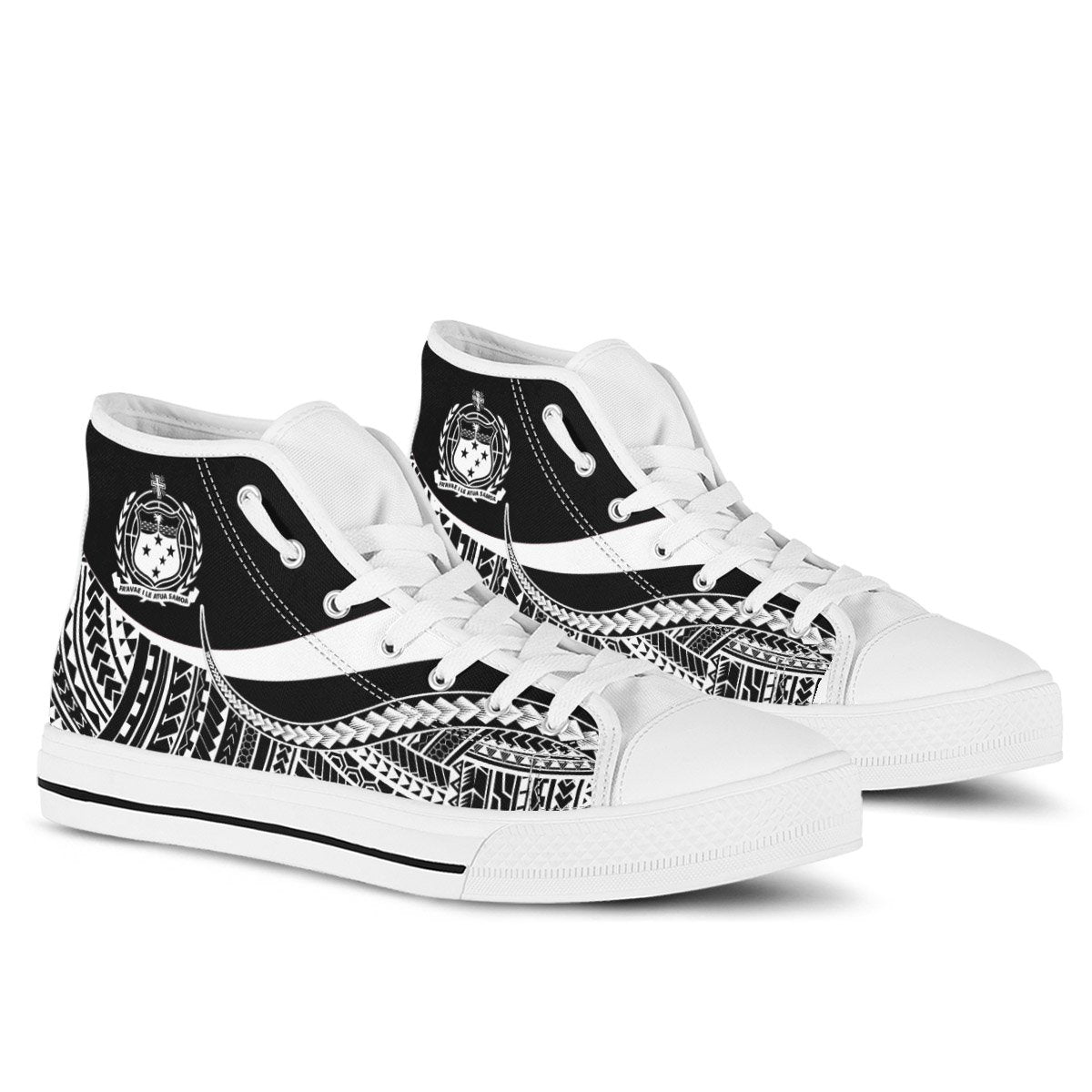 Samoa High Top Shoes White - Polynesian Tentacle Tribal Pattern - Polynesian Pride