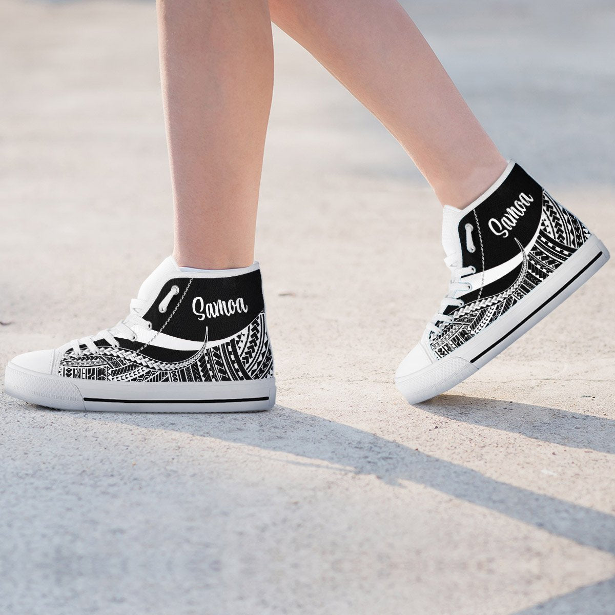 Samoa High Top Shoes White - Polynesian Tentacle Tribal Pattern - Polynesian Pride