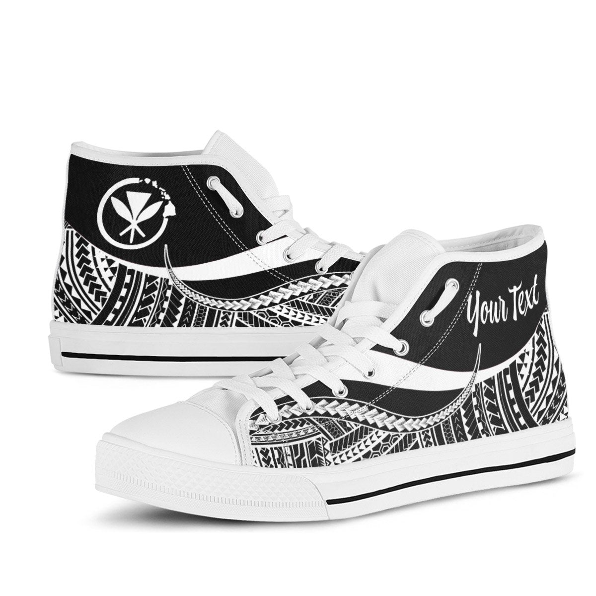 Hawaii Custom Personalised High Top Shoes White - Polynesian Tentacle Tribal Pattern - Polynesian Pride