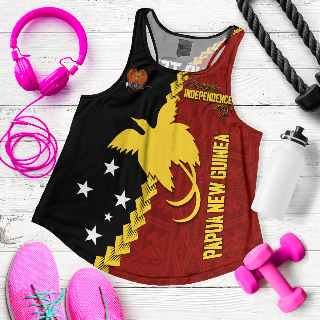 Personalised Papua New Guinea Women Racerback Tank 49th Independence Anniversary - Motu Revareva LT7 Red - Polynesian Pride