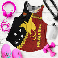 Personalised Papua New Guinea Women Racerback Tank 49th Independence Anniversary - Motu Revareva LT7 Red - Polynesian Pride