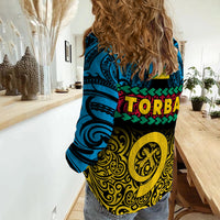 Torba Province Women Casual Shirt Vanuatu Pig Tusk Polynesian Flag Style LT14 - Polynesian Pride