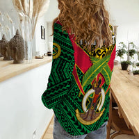 (Custom Personalised) Vanuatu Rugby Women Casual Shirt Coat Of Arms Polynesian Pattern LT14 - Polynesian Pride