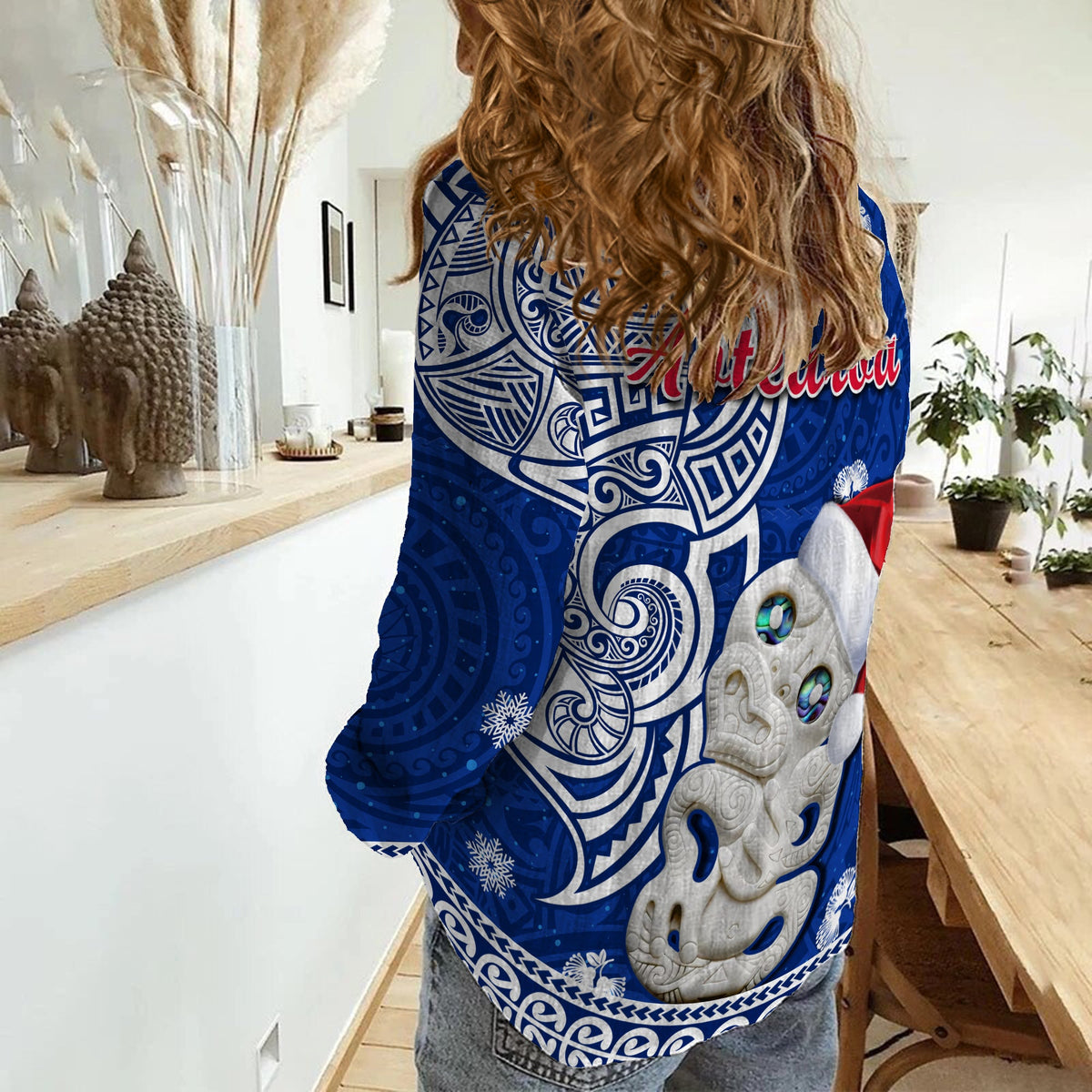 New Zealand Christmas Women Casual Shirt Hei Tiki Blue Pohutukawa Meri Kirihimete LT14 - Polynesian Pride