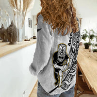 New Zealand Silver Fern Rugby Women Casual Shirt All Black Maori Version White LT14 - Polynesian Pride