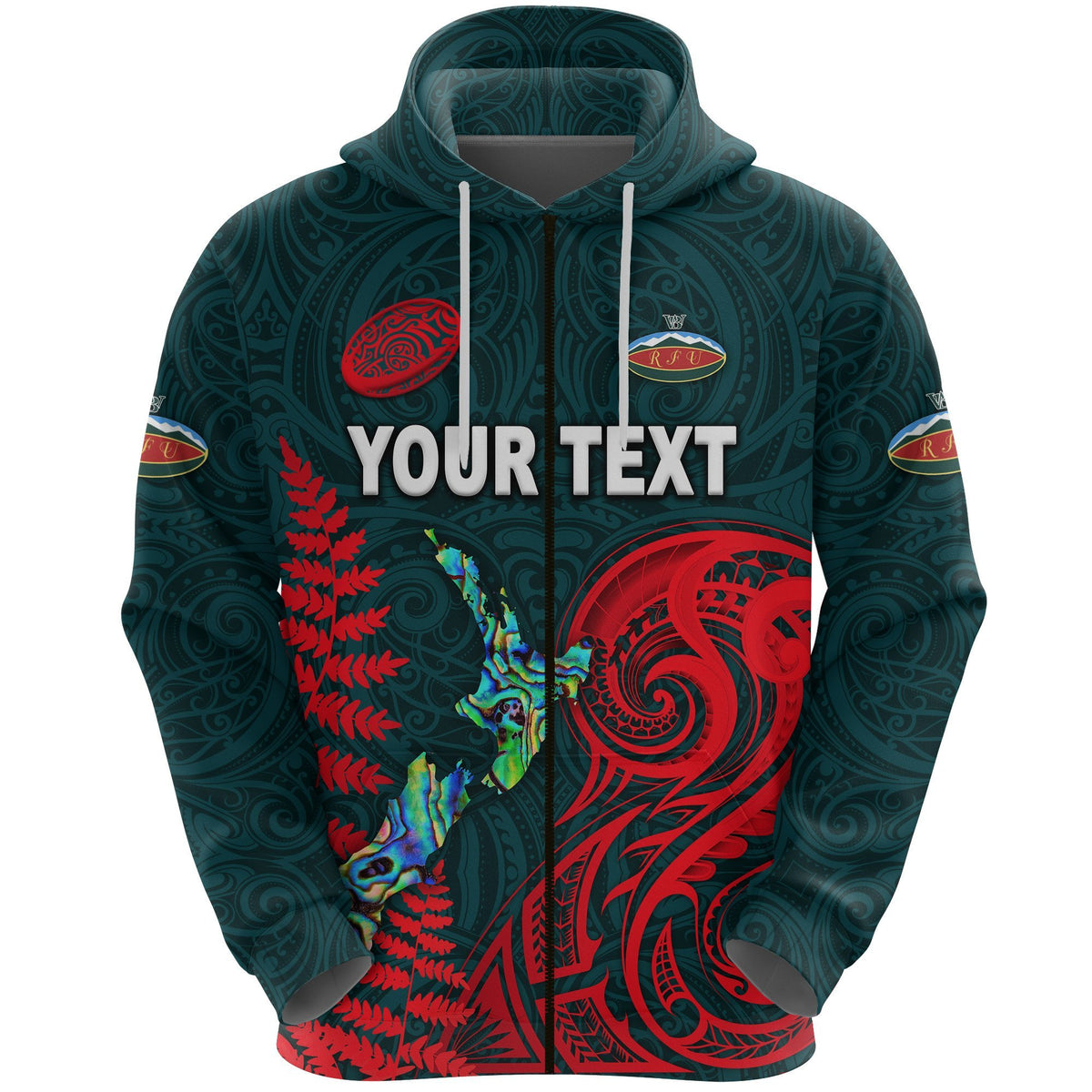 Custom Maori Wairarapa Bush Rugby Zip Hoodie New Zealand Silver Fern - Polynesian Pride
