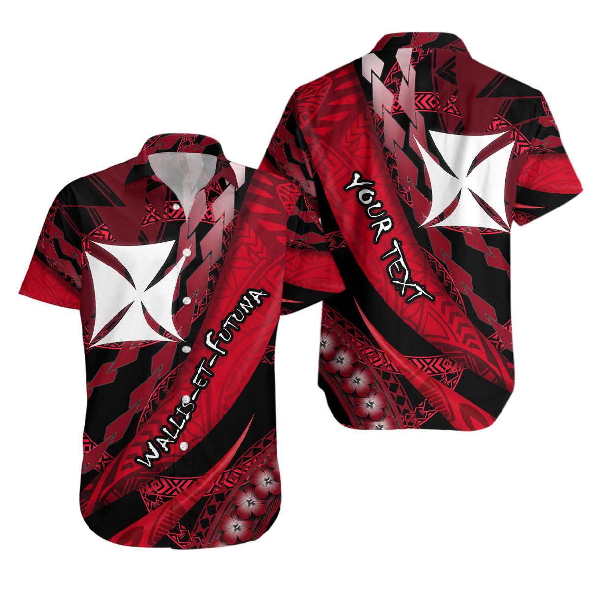 (Custom Personalised) Wallis et Futuna Hawaiian Shirt Artsy Style - Black LT9 Unisex Black - Polynesian Pride