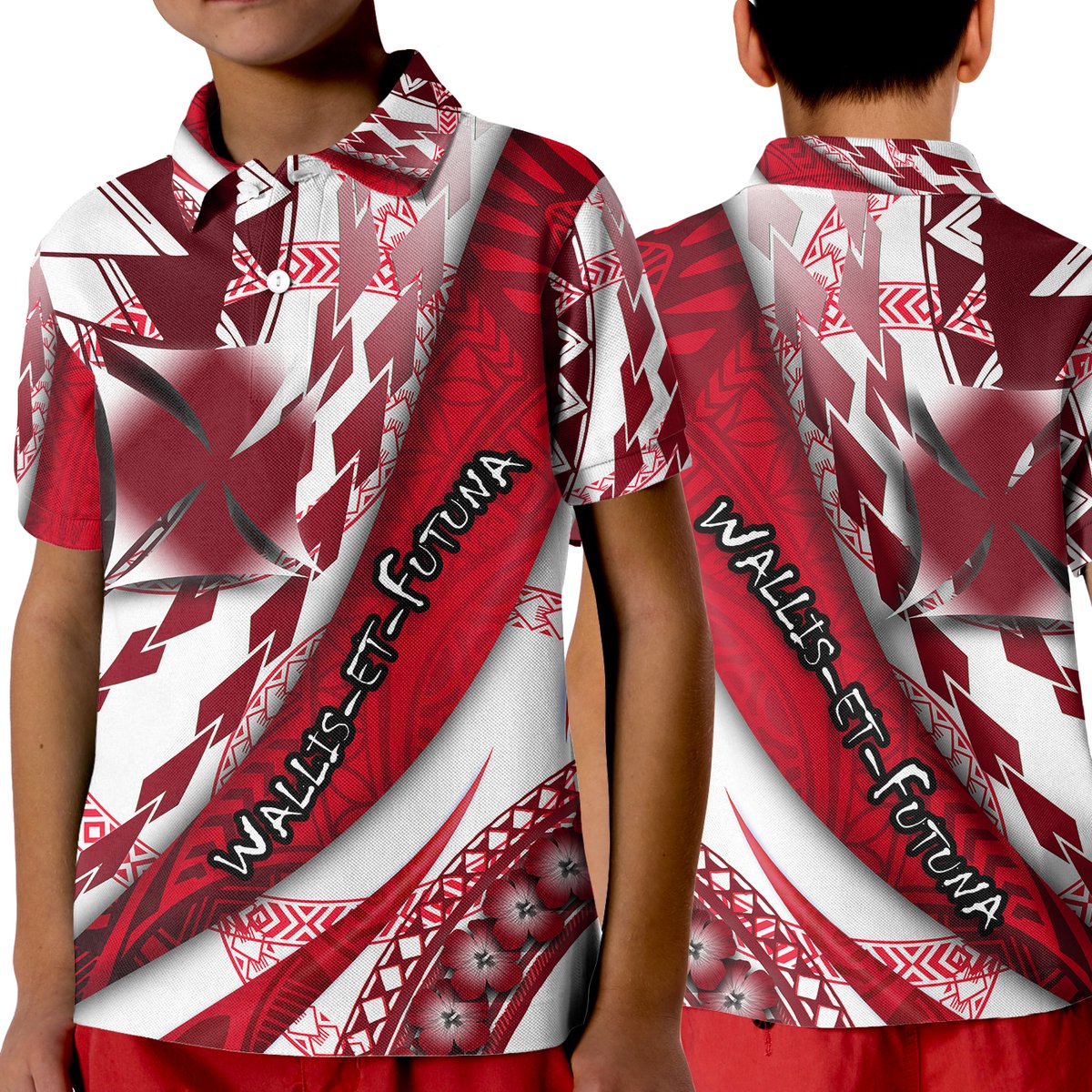 Wallis et Futuna Polo Shirt Artsy Style White LT9 Kid White - Polynesian Pride