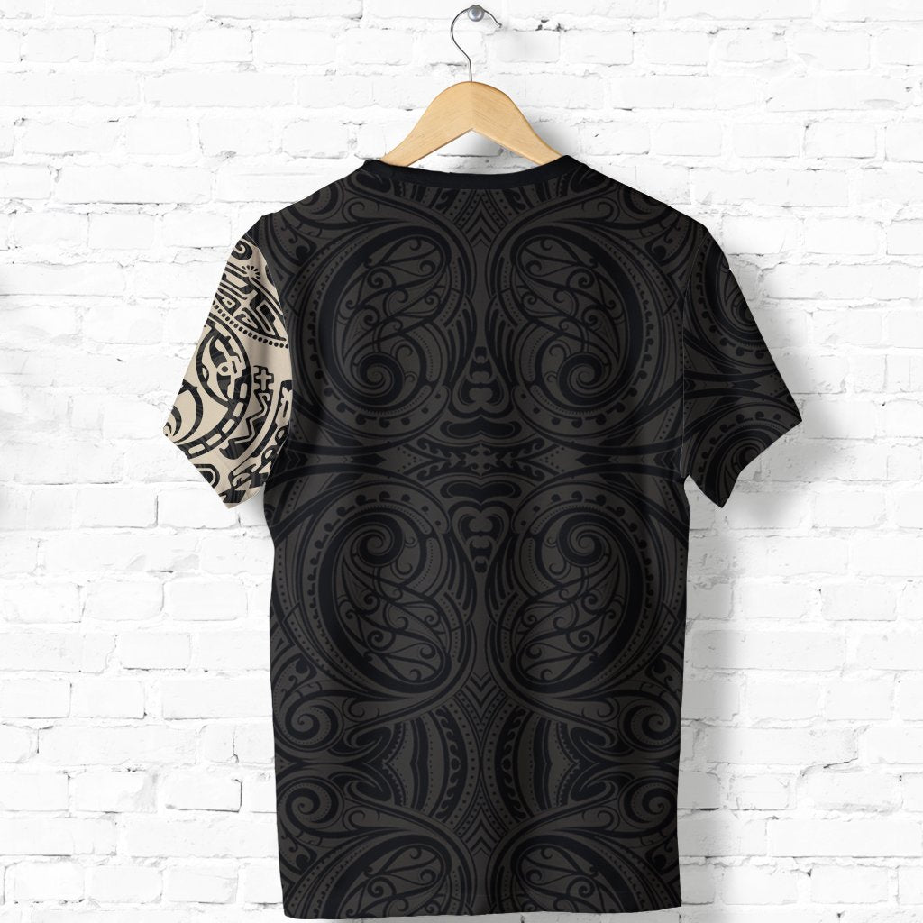 Maori Warrior Tattoo T Shirt Tan Customized - Polynesian Pride